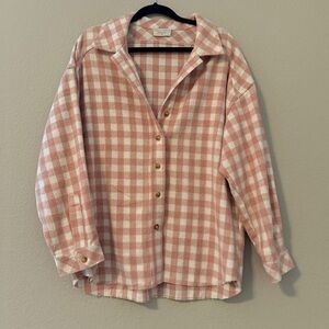 VICI Dress Forum Light Pink Plaid Button-Up Shirt